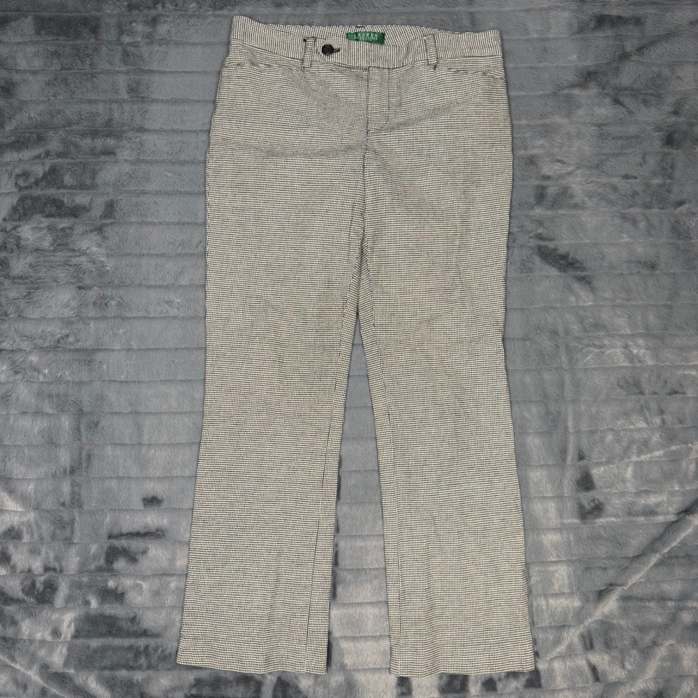 Lauren Ralph Lauren Petite Houndstooth Dress Pants Black White Size 8P Stretch